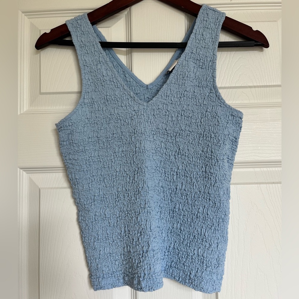 Blue Tank with Shirred-ish Detail